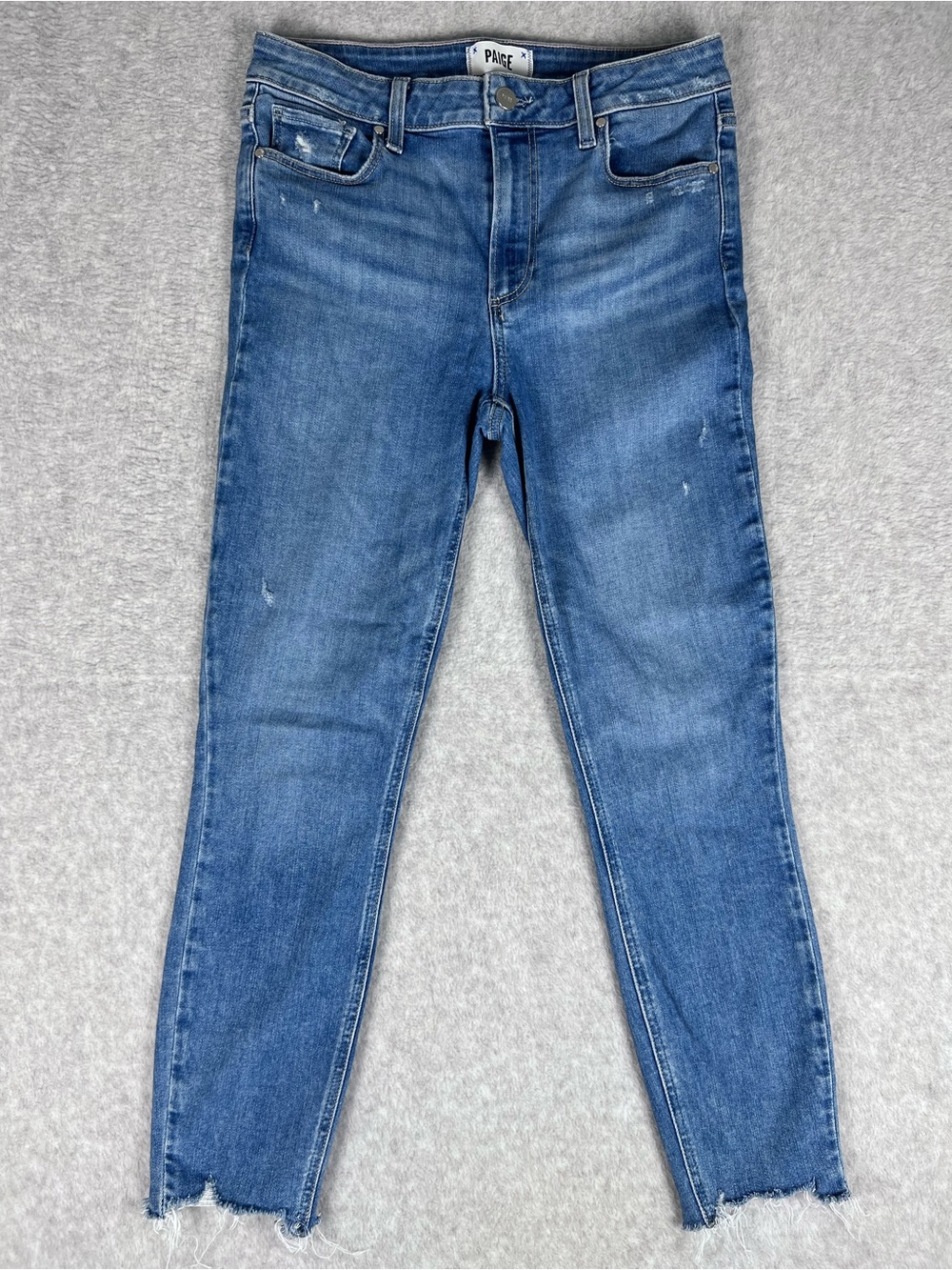PAIGE Jeans Women’s Medium Blue Distressed High-Rise Hoxton Crop